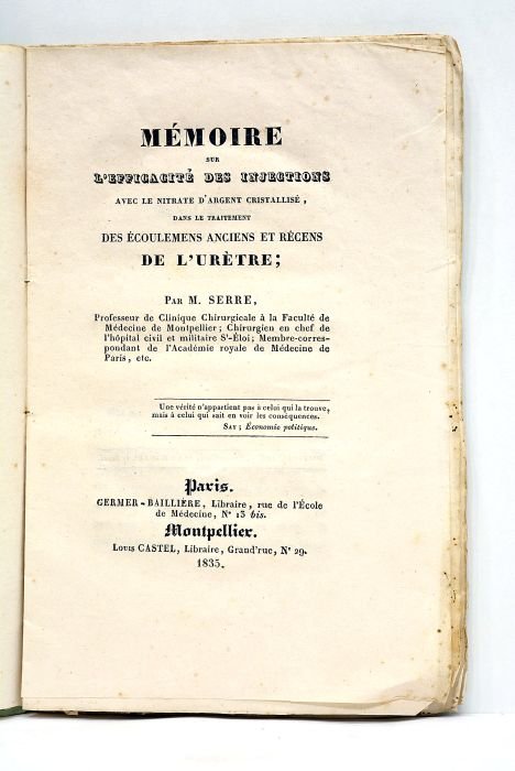 Mémoire sur l'efficacité des injections avec le nitrate d'argent cristallisé, …