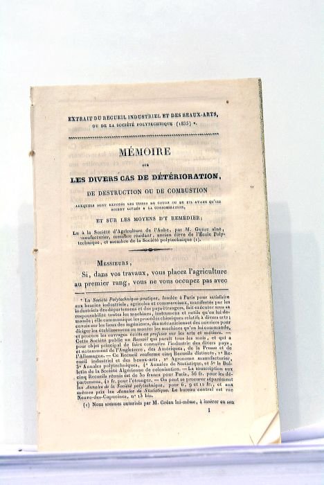 MEMOIRE sur les divers cas de Détérioration, de Destruction ou …