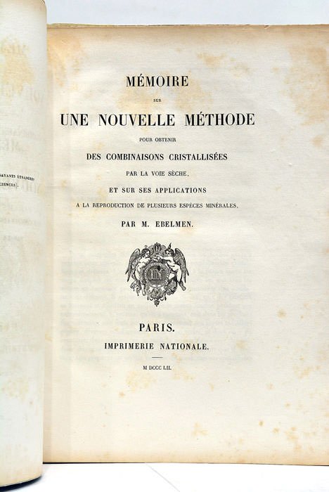 Mémoire sur une nouvelle méthode pour obtenir des combinaisons cristallisées …
