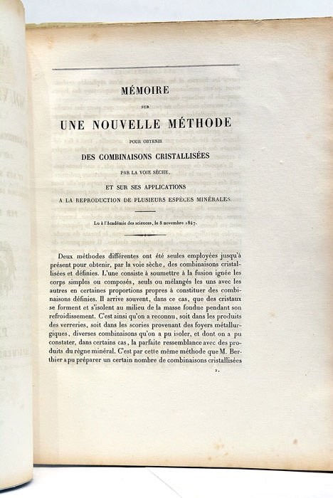 Mémoire sur une nouvelle méthode pour obtenir des combinaisons cristallisées …