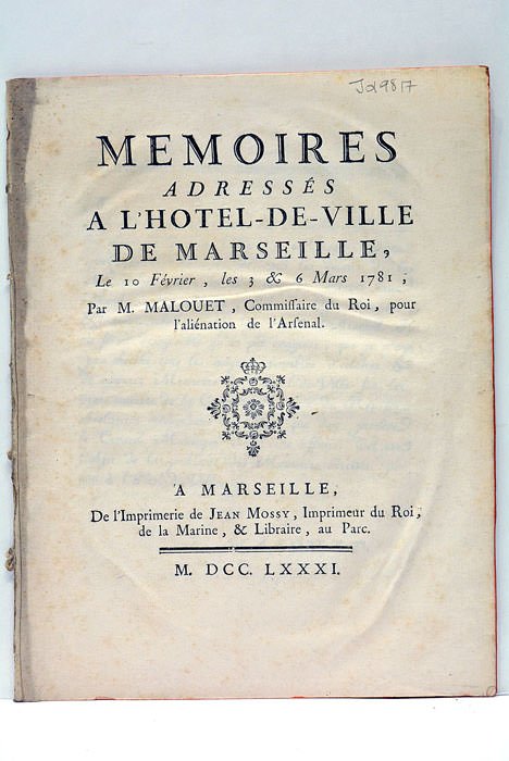 Mémoires adressés à l’Hôtel-de-Ville de Marseille, le 10 février, les …