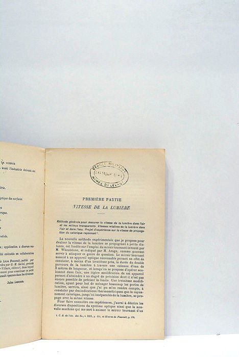 Mesure de la vitesse de la lumière. Étude optique des …