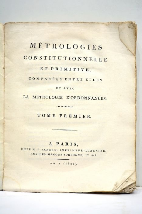 METROLOGIES constitutionnelles et primitives, comparées entre elles, et avec La …