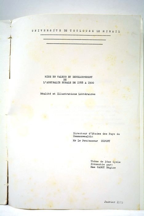 Mise en valeur et développement de l'Australie rurale de 1788 …