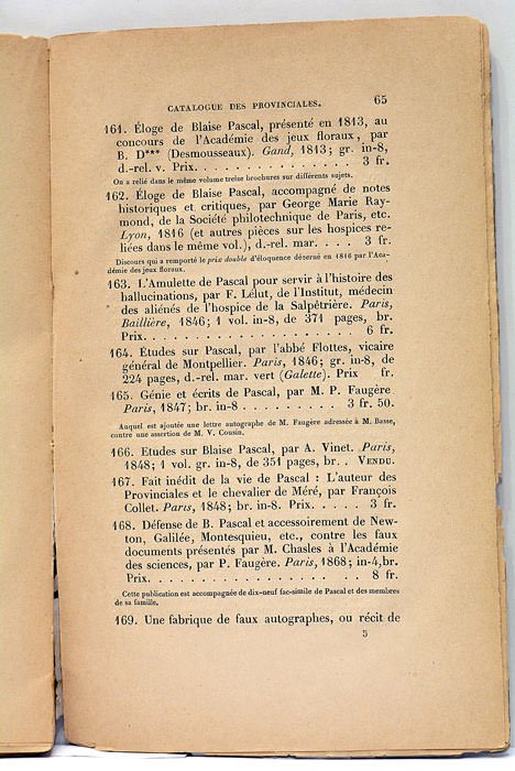 Monographie des éditions des Lettres Provinciales par Blaise Pascal, ou …