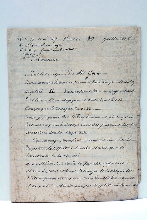 Monsieur, Nous avons l'honneur de vous expédier par le roulage …