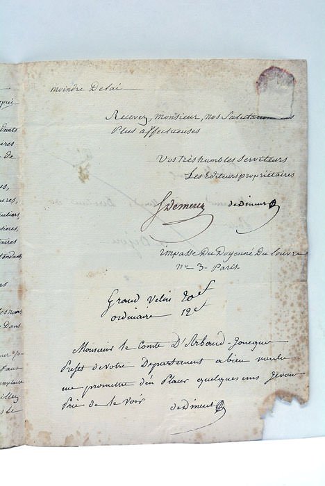 Monsieur, Nous avons l'honneur de vous expédier par le roulage …