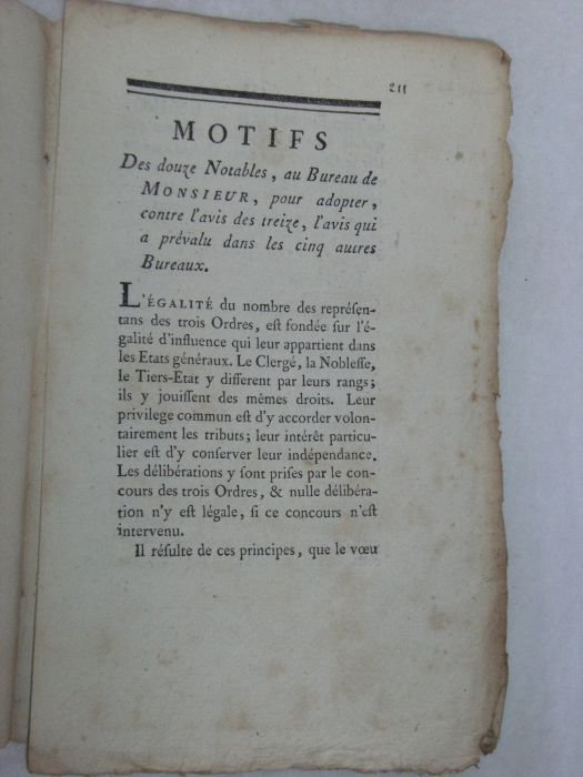 MOTIFS des douze notables, au bureau de Monsieur, pour adopter, …