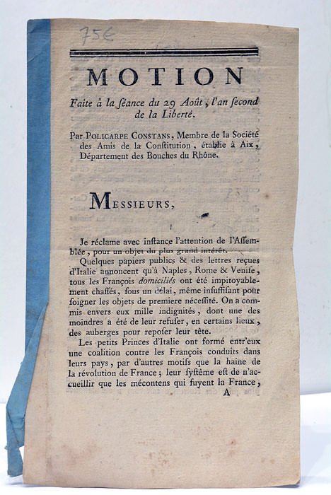 Motion faite à la séance du 29 août, l'an second …