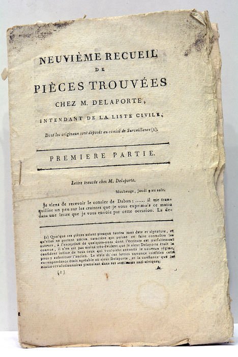 NEUVIEME RECUEIL de pièces trouvées chez M. Delaporte, intendant de …