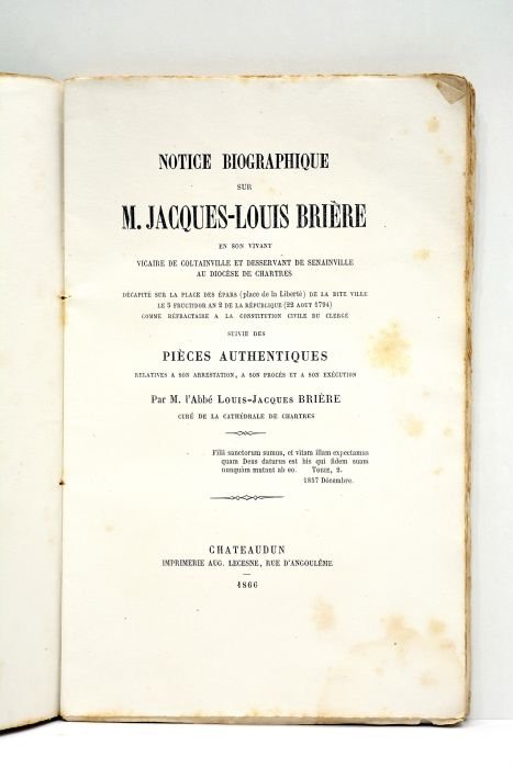 Notice biographique sur M. Jacques-Louis Brière et son vivant vicaire …