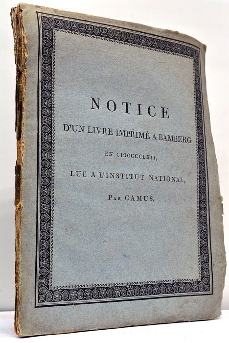 Notice d’un Livre imprimé à Bamberg en 1462, lue à …
