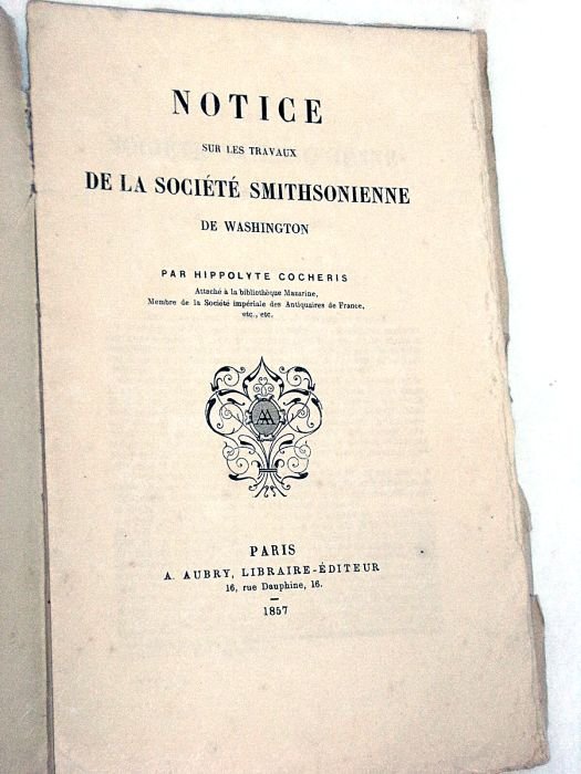 Notice sur les travaux de la société Smithsonienne de Washington.
