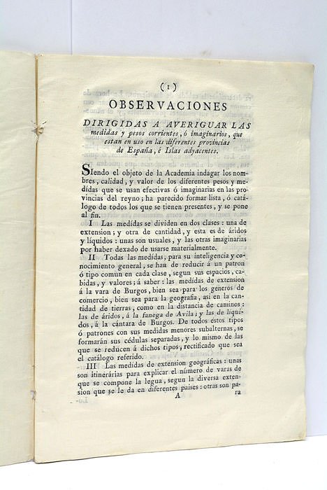 OBSERVACIONES DIRIGIDAS a averiguar las medidas y pesos corrientes, ó …