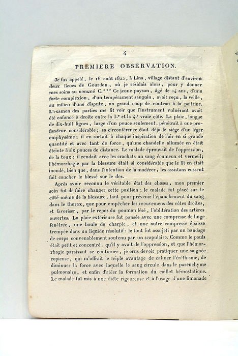 Observations de deux Plaies pénétrantes, l'une du thorax, l'autre de …