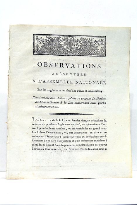 OBSERVATIONS présentées à l'Assemblée Nationale par les Ingénieurs en chef …