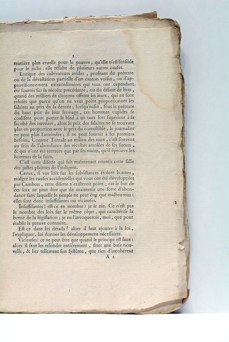 Opinion concernant la Révision des Lois sur les Subsistances; Prononcée …