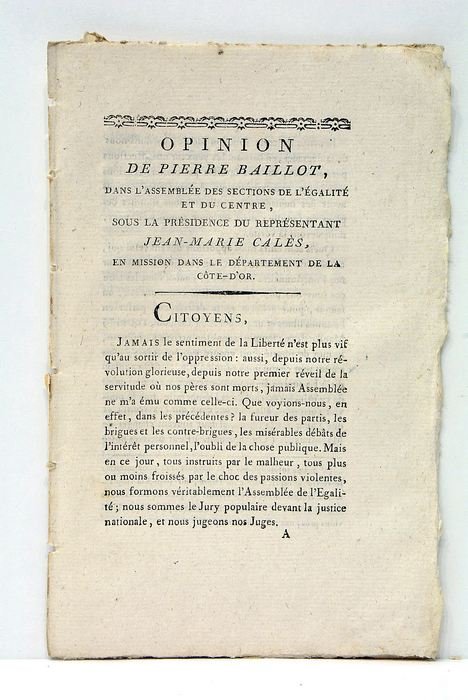 OPINION DE PIERRE BAILLOT, dans l'assemblée des sections de l'égalité … | Immagine principale