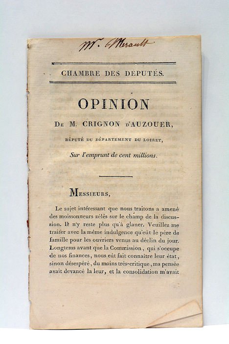 Opinion sur l'emprunt de cent millions.