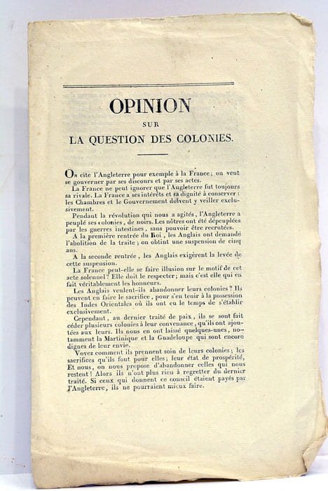 OPINION SUR LA QUESTION DES COLONIES.