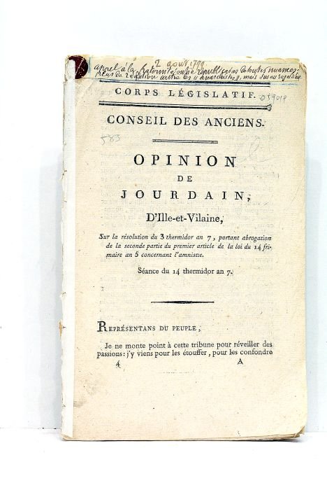 Opinion sur la résolution du 3 thermidor an 7, portant …