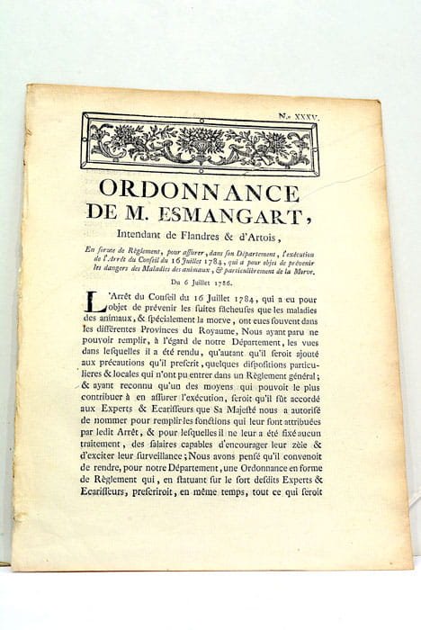 ORDONNANCE de M. Esmangart, Intendant de Flandres et d'Artois. pour …
