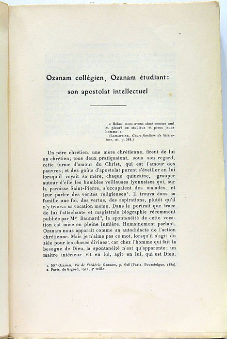 Ozanam. Livre du Centenaire. Préface de M. René Doumic, de …