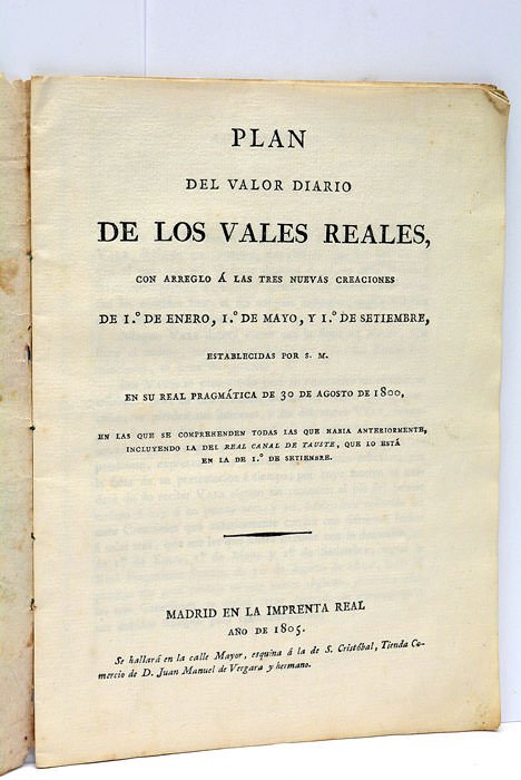PLAN DEL VALOR DIARIO de los Vales Reales, con arreglo …