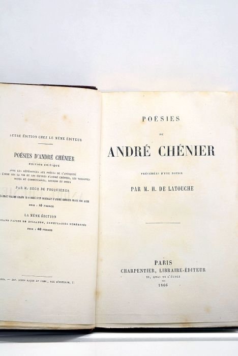 Poésies. Précedées d'une notice par M. H. de Latouche.