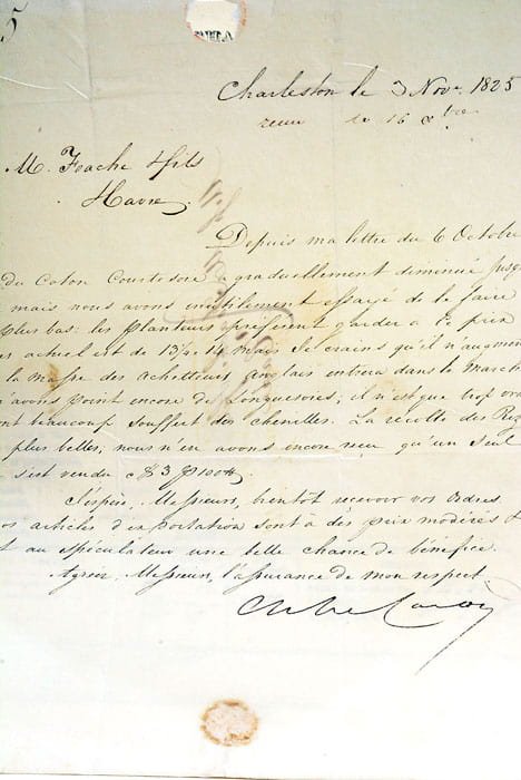 Prix courant - Charleston, le 3 Septembre 1825.
