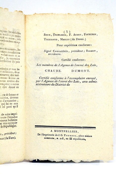 PROCLAMATION du 21 Floréal l'an Troisième de la République. Le …