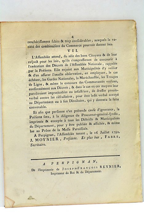 PROCLAMATION DU DÉPARTEMENT DES PYRENÉES ORIENTALES, Pour le rétablissement des …