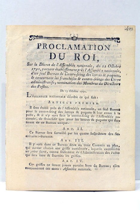 PROCLAMATION DU ROI sur le Décret. portant établissement près l'Assemblée …