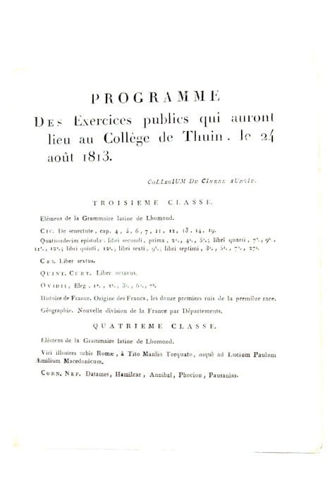 PROGRAMME DES EXERCICES PUBLICS qui auront lieu au Collège de …