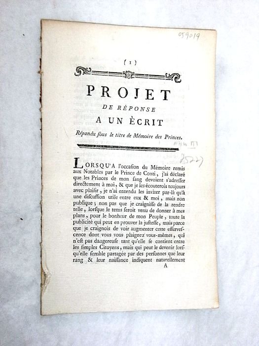 Projet de Réponse à un écrit répandu sous le titre …