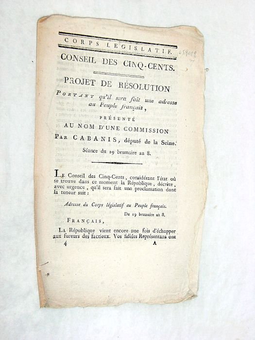 Projet de Résolution portant qu'il sera fait une adresse au …