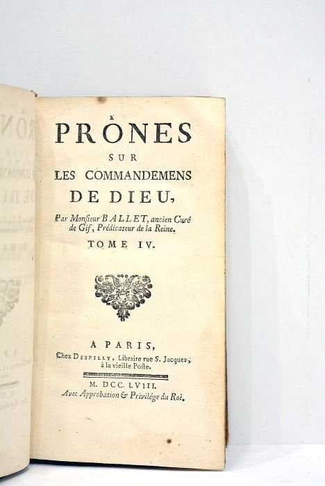 Prônes sur les commandemens de Dieu.