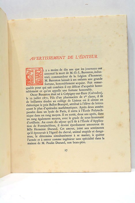 Propos de O.-L Barenton. Confiseur ancien élève de l'école polytechnique.