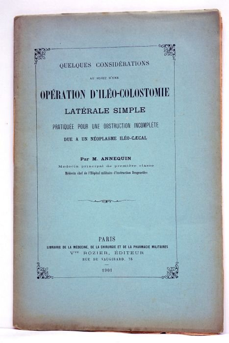 Quelques considérations au sujet d'une opération d'iléo-colostomie latérale simple pratiquée …