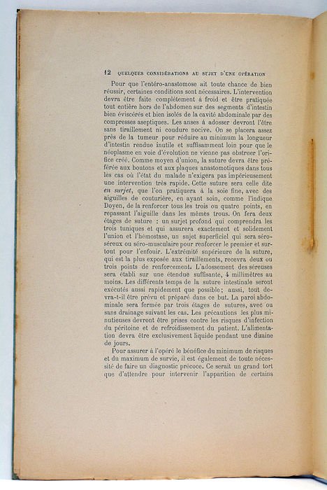 Quelques considérations au sujet d'une opération d'iléo-colostomie latérale simple pratiquée …