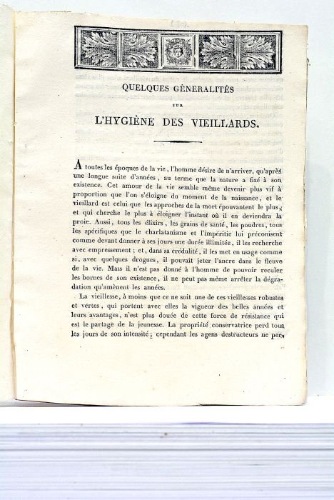 Quelques généralités sur l'Hygiène des Vieillards.