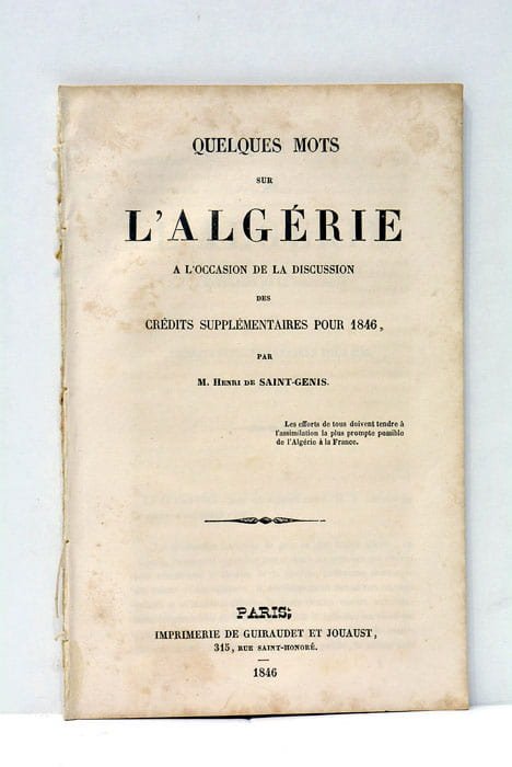 Quelques mots sur l'Algérie à l'occasion de la discussion des …