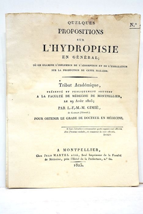 Quelques propositions sur l'hydropisie en général où on examine l'influence …