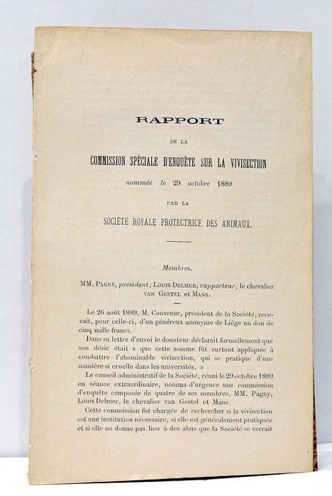 RAPPORT de la Commission Spéciale d'Enquête sur la Vivisection nommée …