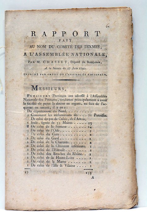 Rapport fait au au nom des Dixmes, à l'Assemblée Nationale.