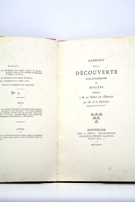 Rapport sur la découverte d'un autographe de Molière. Présenté à …