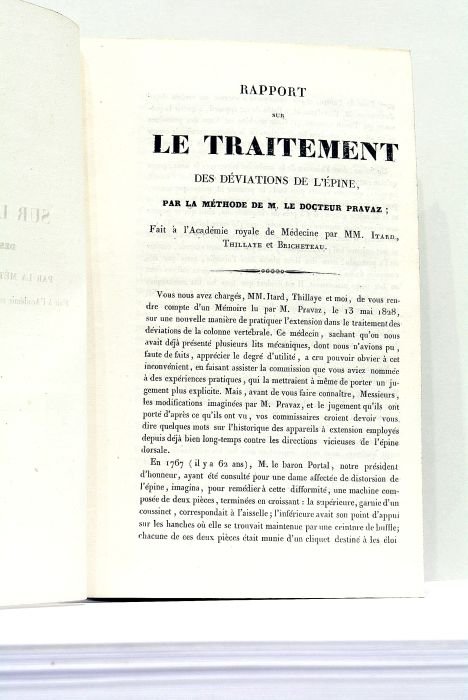 RAPPORT sur le Traitement des Déviations de l'épine, par la …