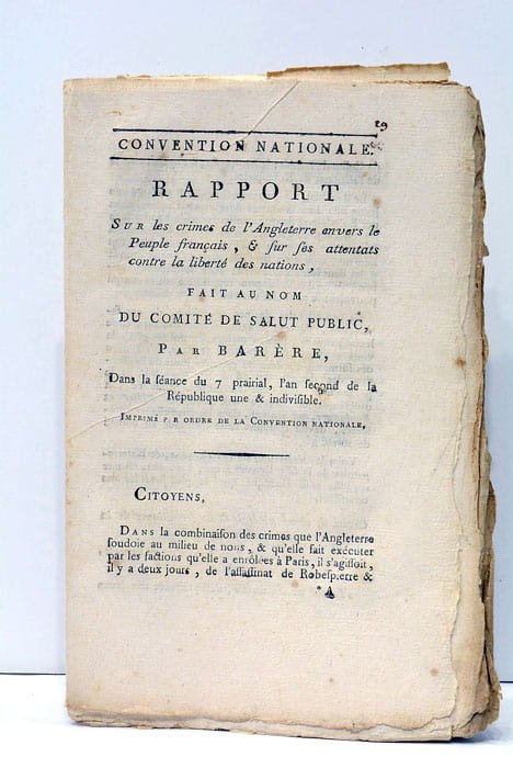 Rapport sur les Crimes de l'Angleterre envers le Peuple français …