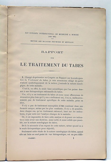 Rapport sur les traitements du Tabes.