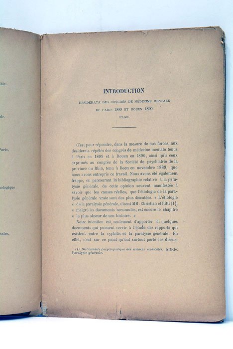 Rapports de la Syphilis et de la paralysie générale.